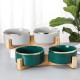 HCHLQLZ Green Phnom Penh Ceramic Dog Bowl Feeding Bowl for Dogs Cats with Solid Wood Stand (Pack of 2) HCHLQLZ Green Phnom Penh Ceramic Dog Bowl Feeding Bowl for Dogs Cats with Solid Wood Stand (Pack of 2)
