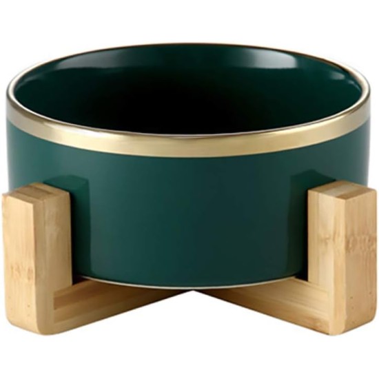 HCHLQLZ Green Phnom Penh Ceramic Dog Bowl Feeding Bowl for Dogs Cats with Solid Wood Stand (Pack of 2) HCHLQLZ Green Phnom Penh Ceramic Dog Bowl Feeding Bowl for Dogs Cats with Solid Wood Stand (Pack of 2)