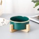 HCHLQLZ Green Phnom Penh Ceramic Dog Bowl Feeding Bowl for Dogs Cats with Solid Wood Stand (Pack of 2) HCHLQLZ Green Phnom Penh Ceramic Dog Bowl Feeding Bowl for Dogs Cats with Solid Wood Stand (Pack of 2)