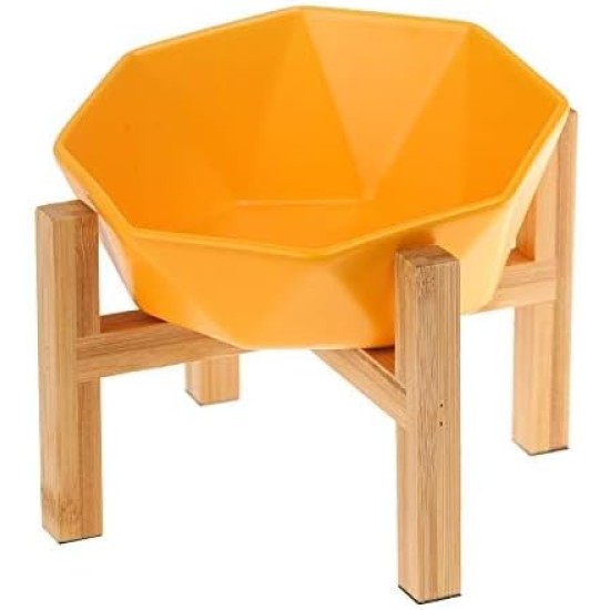 HCHLQLZ Yellow with Stand Ceramic Inclined Angled Cat Bowl Dog Bowl Feeding Bowl Cat Feeding Station Raised Dog Bars for Dogs with Solid Wood Stand HCHLQLZ Yellow with Stand Ceramic Inclined Angled Cat Bowl Dog Bowl Feeding Bowl Cat Feeding Station Raised Dog Bars for Dogs with Solid Wood Stand