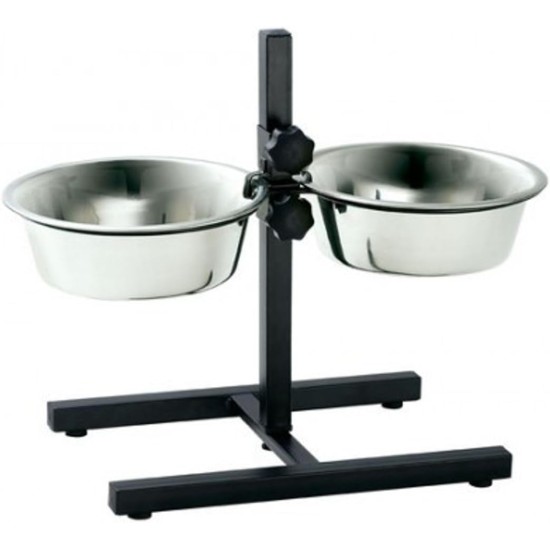 HUNTER Basic Dog Bar with 2 Feeding Bowls, 2.7 Litre, Medium, Silver HUNTER Basic Dog Bar with 2 Feeding Bowls, 2.7 Litre, Medium, Silver