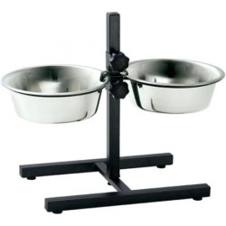 HUNTER Basic Dog Bar with 2 Feeding Bowls, 2.7 Litre, Medium, Silver