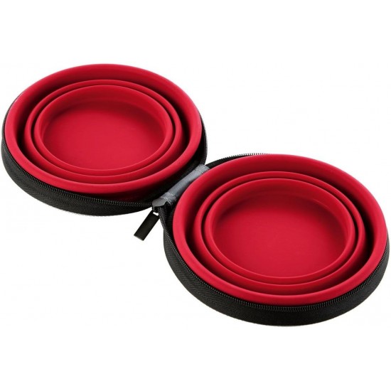 HUNTER Silicone Travel Bowl With Bag List, 750 ml, Red, Pack of 2 HUNTER Silicone Travel Bowl With Bag List, 750 ml, Red, Pack of 2