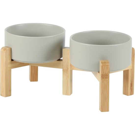 Havniva Adjustable Raised Double Ceramic Bowl Set with Stand, 2 Heights Elevated Food and Water Bowls for Small Breeds, Weighted Dog Bowl, Pet Bowl (15.5 cm, 813 ml, Grey) Havniva Adjustable Raised Double Ceramic Bowl Set with Stand, 2 Heights Elevated Food and Water Bowls for Small Breeds, Weighted Dog Bowl, Pet Bowl (15.5 cm, 813 ml, Grey)