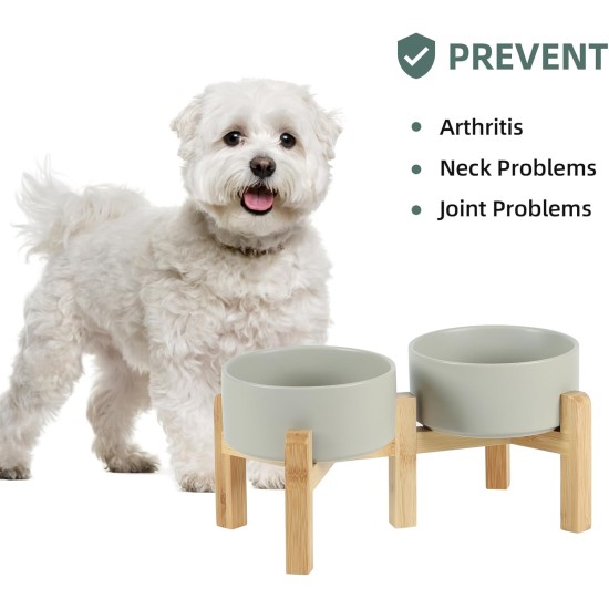 Havniva Adjustable Raised Double Ceramic Bowl Set with Stand, 2 Heights Elevated Food and Water Bowls for Small Breeds, Weighted Dog Bowl, Pet Bowl (15.5 cm, 813 ml, Grey) Havniva Adjustable Raised Double Ceramic Bowl Set with Stand, 2 Heights Elevated Food and Water Bowls for Small Breeds, Weighted Dog Bowl, Pet Bowl (15.5 cm, 813 ml, Grey)
