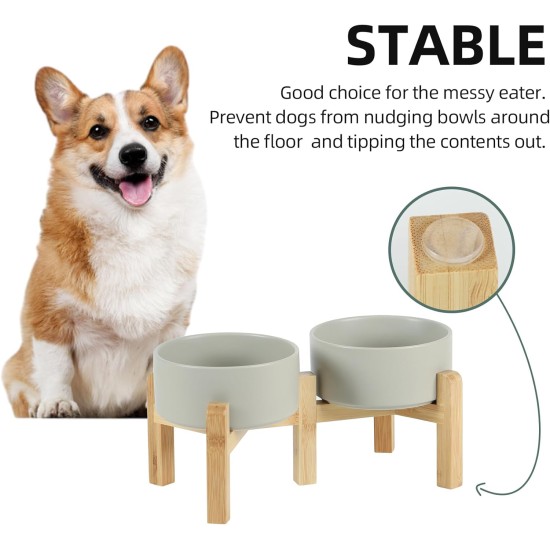 Havniva Adjustable Raised Double Ceramic Bowl Set with Stand, 2 Heights Elevated Food and Water Bowls for Small Breeds, Weighted Dog Bowl, Pet Bowl (15.5 cm, 813 ml, Grey) Havniva Adjustable Raised Double Ceramic Bowl Set with Stand, 2 Heights Elevated Food and Water Bowls for Small Breeds, Weighted Dog Bowl, Pet Bowl (15.5 cm, 813 ml, Grey)