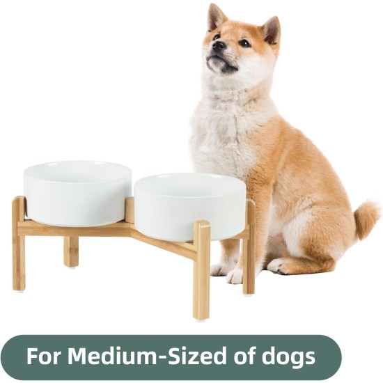 Havniva Adjustable Raised Double Ceramic Bowl Set with Stand, 2 Heights Elevated Food and Water Bowls for Small Breeds, Weighted Dog Bowl, Pet Bowl (15.5 cm, 813 ml, Grey) Havniva Adjustable Raised Double Ceramic Bowl Set with Stand, 2 Heights Elevated Food and Water Bowls for Small Breeds, Weighted Dog Bowl, Pet Bowl (15.5 cm, 813 ml, Grey)
