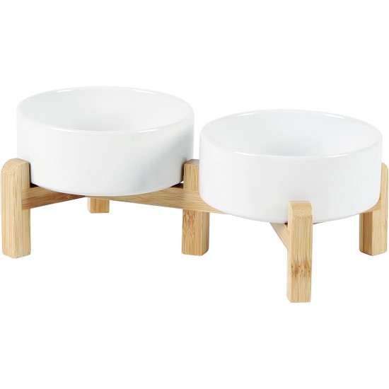 Havniva Adjustable Raised Double Ceramic Bowl Set with Stand, 2 Heights Elevated Food and Water Bowls for Small Breeds, Weighted Dog Bowl, Pet Bowl (15.5 cm, 813 ml, Grey) Havniva Adjustable Raised Double Ceramic Bowl Set with Stand, 2 Heights Elevated Food and Water Bowls for Small Breeds, Weighted Dog Bowl, Pet Bowl (15.5 cm, 813 ml, Grey)