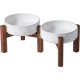 Havniva Ceramic 15.5 cm Raised Double Dog Bowls Set with Acacia Wood Stand, 2 Heights Increased, Food & Water Bowls for Small Dogs (800 ml, Arctic White) Havniva Ceramic 15.5 cm Raised Double Dog Bowls Set with Acacia Wood Stand, 2 Heights Increased, Food & Water Bowls for Small Dogs (800 ml, Arctic White)