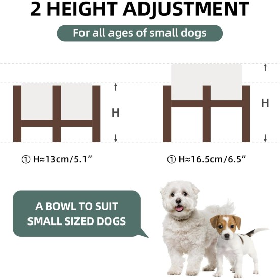 Havniva Ceramic 15.5 cm Raised Double Dog Bowls Set with Acacia Wood Stand, 2 Heights Increased, Food & Water Bowls for Small Dogs (800 ml, Arctic White) Havniva Ceramic 15.5 cm Raised Double Dog Bowls Set with Acacia Wood Stand, 2 Heights Increased, Food & Water Bowls for Small Dogs (800 ml, Arctic White)