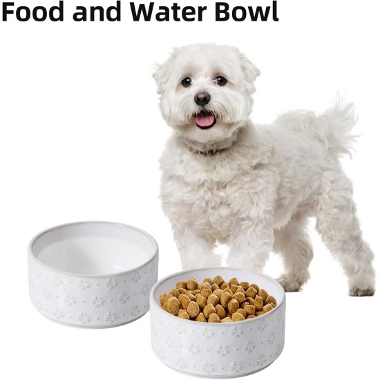 Havniva Ceramic 15.5 cm Raised Double Dog Bowls Set with Acacia Wood Stand, 2 Heights Increased, Food & Water Bowls for Small Dogs (800 ml, Arctic White) Havniva Ceramic 15.5 cm Raised Double Dog Bowls Set with Acacia Wood Stand, 2 Heights Increased, Food & Water Bowls for Small Dogs (800 ml, Arctic White)