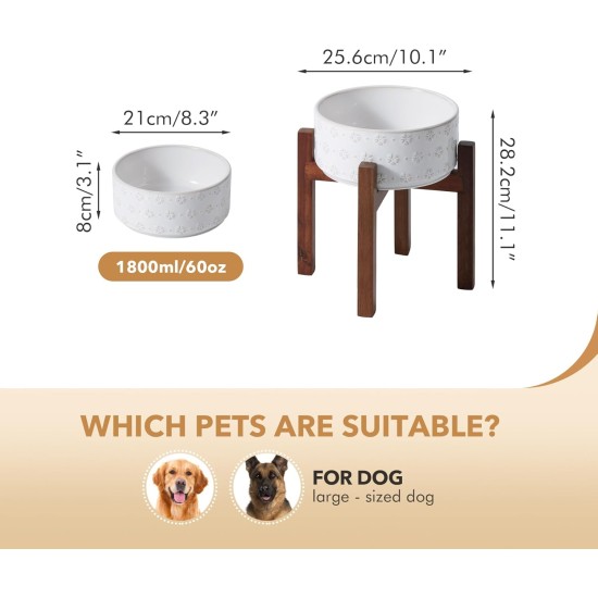 Havniva Ceramic 15.5 cm Raised Double Dog Bowls Set with Acacia Wood Stand, 2 Heights Increased, Food & Water Bowls for Small Dogs (800 ml, Arctic White) Havniva Ceramic 15.5 cm Raised Double Dog Bowls Set with Acacia Wood Stand, 2 Heights Increased, Food & Water Bowls for Small Dogs (800 ml, Arctic White)