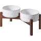 Havniva Ceramic 18.5 cm Raised Double Dog Bowls Set with Acacia Wood Stand, Food & Water Bowls for Medium Breeds Dogs, Weighted Pet Dishes (1300 ml, Arctic White) Havniva Ceramic 18.5 cm Raised Double Dog Bowls Set with Acacia Wood Stand, Food & Water Bowls for Medium Breeds Dogs, Weighted Pet Dishes (1300 ml, Arctic White)