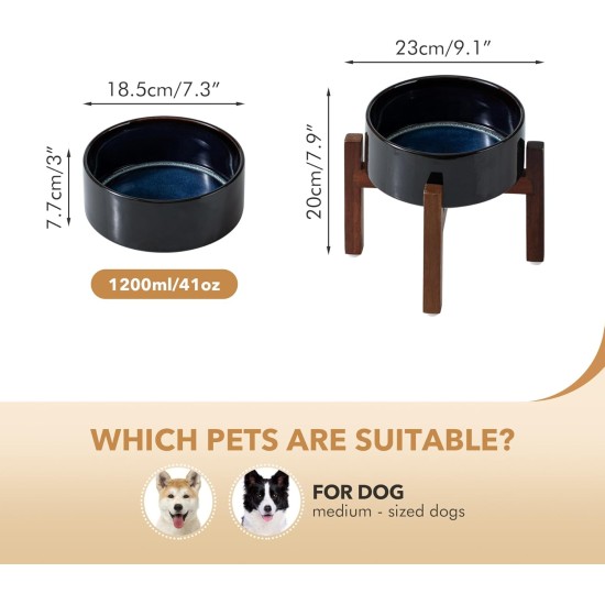 Havniva Ceramic 18.5 cm Raised Double Dog Bowls Set with Acacia Wood Stand, Food & Water Bowls for Medium Breeds Dogs, Weighted Pet Dishes (1300 ml, Arctic White) Havniva Ceramic 18.5 cm Raised Double Dog Bowls Set with Acacia Wood Stand, Food & Water Bowls for Medium Breeds Dogs, Weighted Pet Dishes (1300 ml, Arctic White)