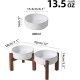 Havniva Ceramic 18.5 cm Raised Double Dog Bowls Set with Acacia Wood Stand, Food & Water Bowls for Medium Breeds Dogs, Weighted Pet Dishes (1300 ml, Arctic White) Havniva Ceramic 18.5 cm Raised Double Dog Bowls Set with Acacia Wood Stand, Food & Water Bowls for Medium Breeds Dogs, Weighted Pet Dishes (1300 ml, Arctic White)