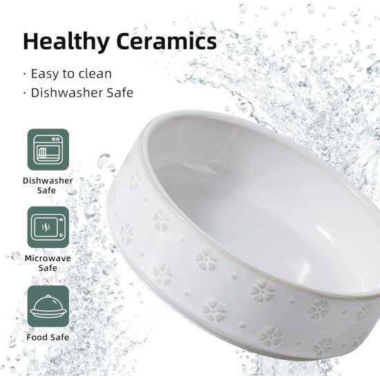 Havniva Ceramic 18.5 cm Raised Double Dog Bowls Set with Acacia Wood Stand, Food & Water Bowls for Medium Breeds Dogs, Weighted Pet Dishes (1300 ml, Arctic White) Havniva Ceramic 18.5 cm Raised Double Dog Bowls Set with Acacia Wood Stand, Food & Water Bowls for Medium Breeds Dogs, Weighted Pet Dishes (1300 ml, Arctic White)