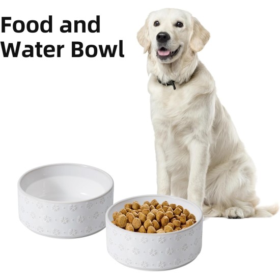 Havniva Ceramic 18.5 cm Raised Double Dog Bowls Set with Acacia Wood Stand, Food & Water Bowls for Medium Breeds Dogs, Weighted Pet Dishes (1300 ml, Arctic White) Havniva Ceramic 18.5 cm Raised Double Dog Bowls Set with Acacia Wood Stand, Food & Water Bowls for Medium Breeds Dogs, Weighted Pet Dishes (1300 ml, Arctic White)
