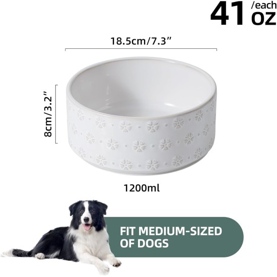 Havniva Ceramic 18.5 cm Raised Double Dog Bowls Set with Acacia Wood Stand, Food & Water Bowls for Medium Breeds Dogs, Weighted Pet Dishes (1300 ml, Arctic White) Havniva Ceramic 18.5 cm Raised Double Dog Bowls Set with Acacia Wood Stand, Food & Water Bowls for Medium Breeds Dogs, Weighted Pet Dishes (1300 ml, Arctic White)