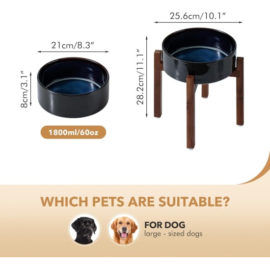 Havniva Ceramic 18.5 cm Raised Double Dog Bowls Set with Acacia Wood Stand, Food & Water Bowls for Medium Breeds Dogs, Weighted Pet Dishes (1300 ml, Arctic White) Havniva Ceramic 18.5 cm Raised Double Dog Bowls Set with Acacia Wood Stand, Food & Water Bowls for Medium Breeds Dogs, Weighted Pet Dishes (1300 ml, Arctic White)