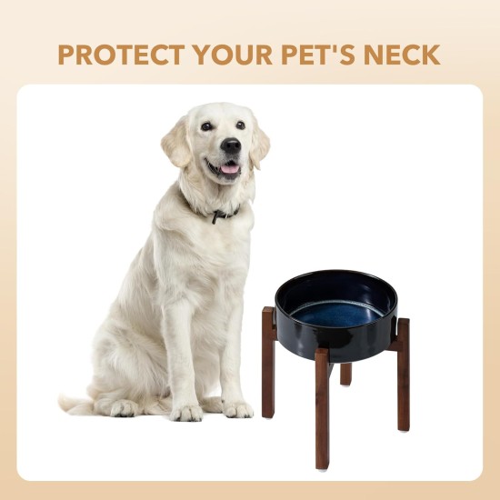 Havniva Ceramic 18.5 cm Raised Double Dog Bowls Set with Acacia Wood Stand, Food & Water Bowls for Medium Breeds Dogs, Weighted Pet Dishes (1300 ml, Arctic White) Havniva Ceramic 18.5 cm Raised Double Dog Bowls Set with Acacia Wood Stand, Food & Water Bowls for Medium Breeds Dogs, Weighted Pet Dishes (1300 ml, Arctic White)