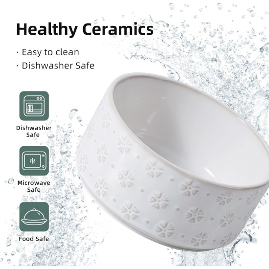 Havniva Ceramic 18.5 cm Raised Double Dog Bowls Set with Acacia Wood Stand, Food & Water Bowls for Medium Breeds Dogs, Weighted Pet Dishes (1300 ml, Arctic White) Havniva Ceramic 18.5 cm Raised Double Dog Bowls Set with Acacia Wood Stand, Food & Water Bowls for Medium Breeds Dogs, Weighted Pet Dishes (1300 ml, Arctic White)