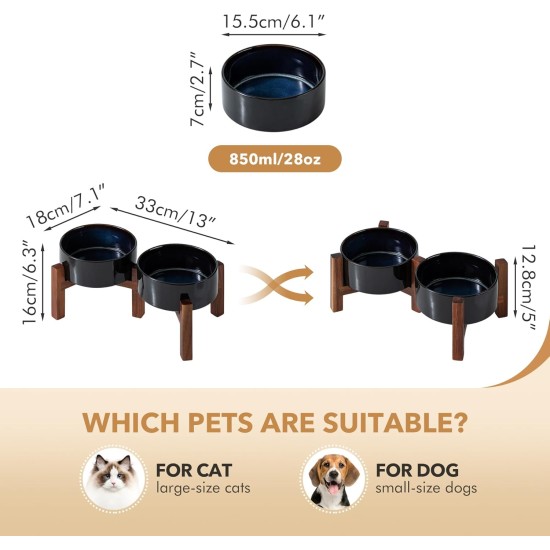 Havniva Ceramic 18.5 cm Raised Double Dog Bowls Set with Acacia Wood Stand, Food & Water Bowls for Medium Breeds Dogs, Weighted Pet Dishes (1300 ml, Arctic White) Havniva Ceramic 18.5 cm Raised Double Dog Bowls Set with Acacia Wood Stand, Food & Water Bowls for Medium Breeds Dogs, Weighted Pet Dishes (1300 ml, Arctic White)