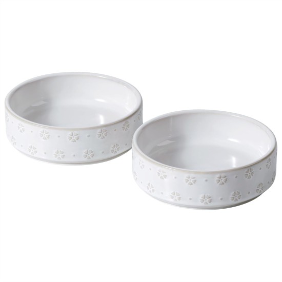 Havniva Ceramic 18.5 cm Raised Double Dog Bowls Set with Acacia Wood Stand, Food & Water Bowls for Medium Breeds Dogs, Weighted Pet Dishes (1300 ml, Arctic White) Havniva Ceramic 18.5 cm Raised Double Dog Bowls Set with Acacia Wood Stand, Food & Water Bowls for Medium Breeds Dogs, Weighted Pet Dishes (1300 ml, Arctic White)
