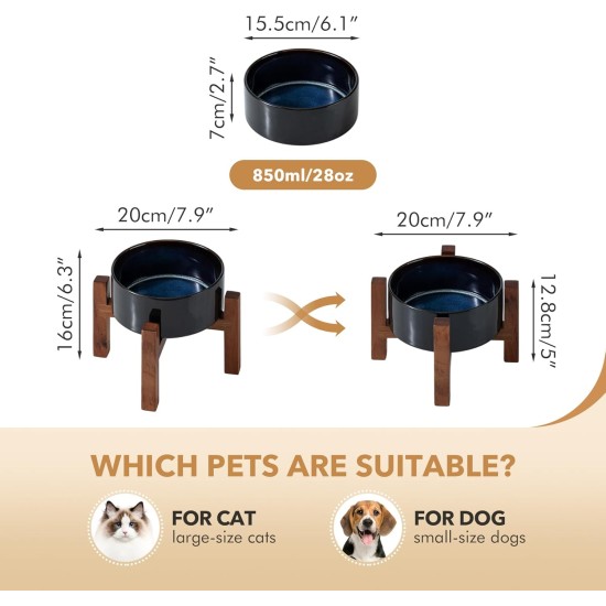 Havniva Ceramic 18.5 cm Raised Double Dog Bowls Set with Acacia Wood Stand, Food & Water Bowls for Medium Breeds Dogs, Weighted Pet Dishes (1300 ml, Arctic White) Havniva Ceramic 18.5 cm Raised Double Dog Bowls Set with Acacia Wood Stand, Food & Water Bowls for Medium Breeds Dogs, Weighted Pet Dishes (1300 ml, Arctic White)