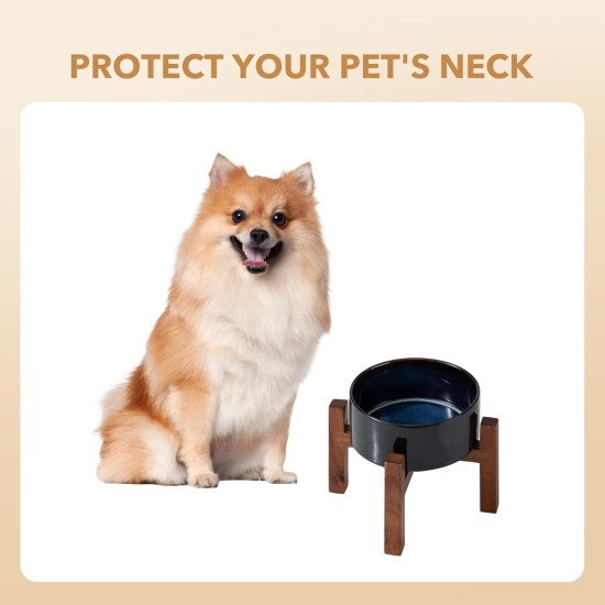 Havniva Ceramic 18.5 cm Raised Double Dog Bowls Set with Acacia Wood Stand, Food & Water Bowls for Medium Breeds Dogs, Weighted Pet Dishes (1300 ml, Arctic White) Havniva Ceramic 18.5 cm Raised Double Dog Bowls Set with Acacia Wood Stand, Food & Water Bowls for Medium Breeds Dogs, Weighted Pet Dishes (1300 ml, Arctic White)