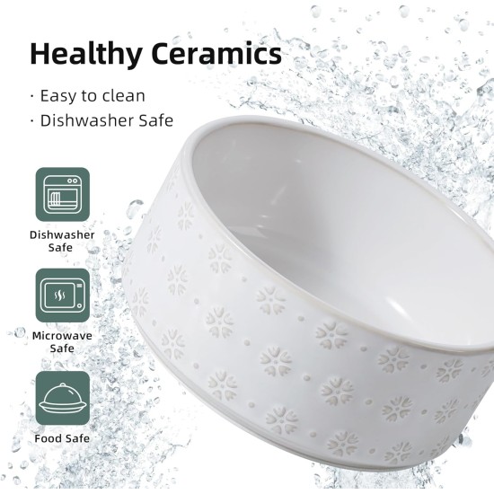 Havniva Ceramic 18.5 cm Raised Double Dog Bowls Set with Acacia Wood Stand, Food & Water Bowls for Medium Breeds Dogs, Weighted Pet Dishes (1300 ml, Arctic White) Havniva Ceramic 18.5 cm Raised Double Dog Bowls Set with Acacia Wood Stand, Food & Water Bowls for Medium Breeds Dogs, Weighted Pet Dishes (1300 ml, Arctic White)