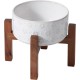 Havniva Ceramic 18.5 cm Raised Double Dog Bowls Set with Acacia Wood Stand, Food & Water Bowls for Medium Breeds Dogs, Weighted Pet Dishes (1300 ml, Arctic White) Havniva Ceramic 18.5 cm Raised Double Dog Bowls Set with Acacia Wood Stand, Food & Water Bowls for Medium Breeds Dogs, Weighted Pet Dishes (1300 ml, Arctic White)
