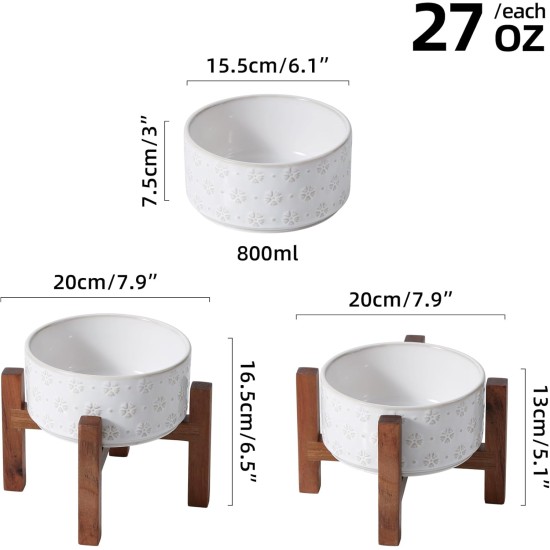 Havniva Ceramic 18.5 cm Raised Double Dog Bowls Set with Acacia Wood Stand, Food & Water Bowls for Medium Breeds Dogs, Weighted Pet Dishes (1300 ml, Arctic White) Havniva Ceramic 18.5 cm Raised Double Dog Bowls Set with Acacia Wood Stand, Food & Water Bowls for Medium Breeds Dogs, Weighted Pet Dishes (1300 ml, Arctic White)