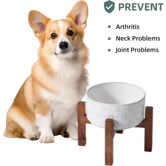 Havniva Ceramic 18.5 cm Raised Double Dog Bowls Set with Acacia Wood Stand, Food & Water Bowls for Medium Breeds Dogs, Weighted Pet Dishes (1300 ml, Arctic White) Havniva Ceramic 18.5 cm Raised Double Dog Bowls Set with Acacia Wood Stand, Food & Water Bowls for Medium Breeds Dogs, Weighted Pet Dishes (1300 ml, Arctic White)