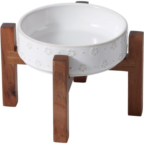 Havniva Ceramic 18.5 cm Raised Double Dog Bowls Set with Acacia Wood Stand, Food & Water Bowls for Medium Breeds Dogs, Weighted Pet Dishes (1300 ml, Arctic White) Havniva Ceramic 18.5 cm Raised Double Dog Bowls Set with Acacia Wood Stand, Food & Water Bowls for Medium Breeds Dogs, Weighted Pet Dishes (1300 ml, Arctic White)