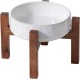 Havniva Ceramic 18.5 cm Raised Double Dog Bowls Set with Acacia Wood Stand, Food & Water Bowls for Medium Breeds Dogs, Weighted Pet Dishes (1300 ml, Arctic White) Havniva Ceramic 18.5 cm Raised Double Dog Bowls Set with Acacia Wood Stand, Food & Water Bowls for Medium Breeds Dogs, Weighted Pet Dishes (1300 ml, Arctic White)