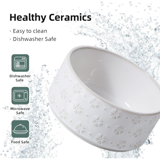Havniva Ceramic 18.5 cm Raised Double Dog Bowls Set with Acacia Wood Stand, Food & Water Bowls for Medium Breeds Dogs, Weighted Pet Dishes (1300 ml, Arctic White) Havniva Ceramic 18.5 cm Raised Double Dog Bowls Set with Acacia Wood Stand, Food & Water Bowls for Medium Breeds Dogs, Weighted Pet Dishes (1300 ml, Arctic White)