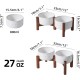Havniva Ceramic 18.5 cm Raised Double Dog Bowls Set with Acacia Wood Stand, Food & Water Bowls for Medium Breeds Dogs, Weighted Pet Dishes (1300 ml, Arctic White) Havniva Ceramic 18.5 cm Raised Double Dog Bowls Set with Acacia Wood Stand, Food & Water Bowls for Medium Breeds Dogs, Weighted Pet Dishes (1300 ml, Arctic White)