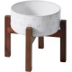 Havniva Ceramic 18.5 cm Raised Double Dog Bowls Set with Acacia Wood Stand, Food & Water Bowls for Medium Breeds Dogs, Weighted Pet Dishes (1300 ml, Arctic White) Havniva Ceramic 18.5 cm Raised Double Dog Bowls Set with Acacia Wood Stand, Food & Water Bowls for Medium Breeds Dogs, Weighted Pet Dishes (1300 ml, Arctic White)