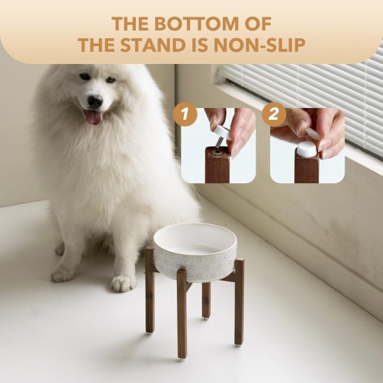 Havniva Ceramic 18.5 cm Raised Double Dog Bowls Set with Acacia Wood Stand, Food & Water Bowls for Medium Breeds Dogs, Weighted Pet Dishes (1300 ml, Arctic White) Havniva Ceramic 18.5 cm Raised Double Dog Bowls Set with Acacia Wood Stand, Food & Water Bowls for Medium Breeds Dogs, Weighted Pet Dishes (1300 ml, Arctic White)