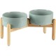 Havniva Ceramic 7.3inch Raised Double Bowls Set with Wooden Stand, Food & Water Bowls for Medium Breed Dogs, Weighted Dog Dishes, Pet Feeder( Light Green) Havniva Ceramic 7.3inch Raised Double Bowls Set with Wooden Stand, Food & Water Bowls for Medium Breed Dogs, Weighted Dog Dishes, Pet Feeder( Light Green)