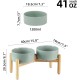Havniva Ceramic 7.3inch Raised Double Bowls Set with Wooden Stand, Food & Water Bowls for Medium Breed Dogs, Weighted Dog Dishes, Pet Feeder( Light Green) Havniva Ceramic 7.3inch Raised Double Bowls Set with Wooden Stand, Food & Water Bowls for Medium Breed Dogs, Weighted Dog Dishes, Pet Feeder( Light Green)