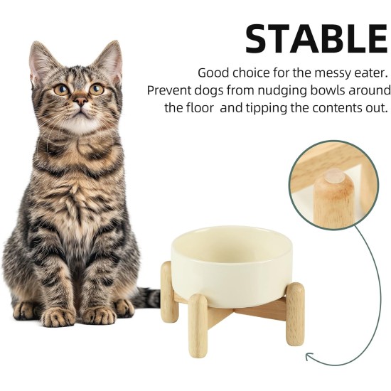 Havniva Ceramic 7.3inch Raised Double Bowls Set with Wooden Stand, Food & Water Bowls for Medium Breed Dogs, Weighted Dog Dishes, Pet Feeder( Light Green) Havniva Ceramic 7.3inch Raised Double Bowls Set with Wooden Stand, Food & Water Bowls for Medium Breed Dogs, Weighted Dog Dishes, Pet Feeder( Light Green)