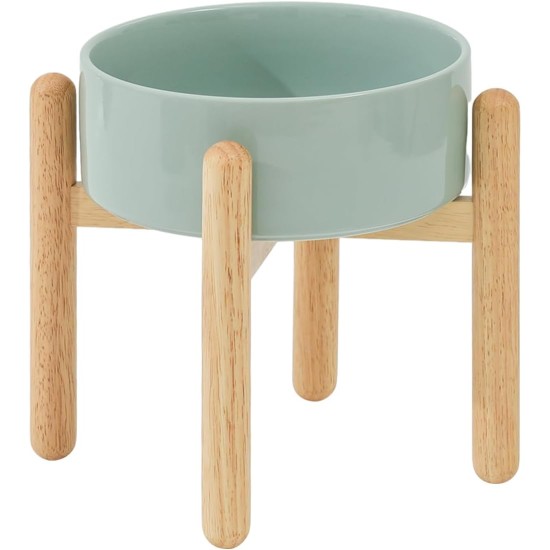 Havniva Ceramic 7.3inch Raised Double Bowls Set with Wooden Stand, Food & Water Bowls for Medium Breed Dogs, Weighted Dog Dishes, Pet Feeder( Light Green) Havniva Ceramic 7.3inch Raised Double Bowls Set with Wooden Stand, Food & Water Bowls for Medium Breed Dogs, Weighted Dog Dishes, Pet Feeder( Light Green)