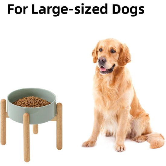 Havniva Ceramic 7.3inch Raised Double Bowls Set with Wooden Stand, Food & Water Bowls for Medium Breed Dogs, Weighted Dog Dishes, Pet Feeder( Light Green) Havniva Ceramic 7.3inch Raised Double Bowls Set with Wooden Stand, Food & Water Bowls for Medium Breed Dogs, Weighted Dog Dishes, Pet Feeder( Light Green)