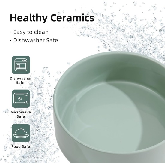 Havniva Ceramic 7.3inch Raised Double Bowls Set with Wooden Stand, Food & Water Bowls for Medium Breed Dogs, Weighted Dog Dishes, Pet Feeder( Light Green) Havniva Ceramic 7.3inch Raised Double Bowls Set with Wooden Stand, Food & Water Bowls for Medium Breed Dogs, Weighted Dog Dishes, Pet Feeder( Light Green)