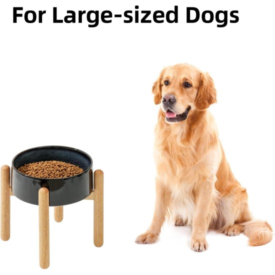 Havniva Ceramic 7.3inch Raised Double Bowls Set with Wooden Stand, Food & Water Bowls for Medium Breed Dogs, Weighted Dog Dishes, Pet Feeder( Light Green) Havniva Ceramic 7.3inch Raised Double Bowls Set with Wooden Stand, Food & Water Bowls for Medium Breed Dogs, Weighted Dog Dishes, Pet Feeder( Light Green)