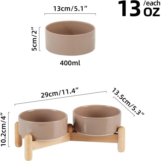 Havniva Ceramic 7.3inch Raised Double Bowls Set with Wooden Stand, Food & Water Bowls for Medium Breed Dogs, Weighted Dog Dishes, Pet Feeder( Light Green) Havniva Ceramic 7.3inch Raised Double Bowls Set with Wooden Stand, Food & Water Bowls for Medium Breed Dogs, Weighted Dog Dishes, Pet Feeder( Light Green)