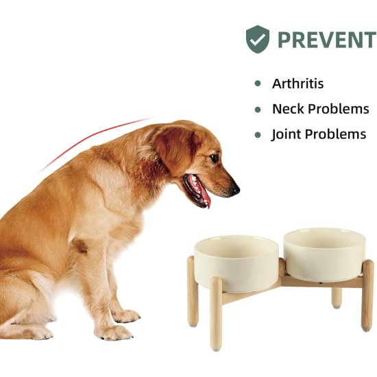 Havniva Ceramic 7.3inch Raised Double Bowls Set with Wooden Stand, Food & Water Bowls for Medium Breed Dogs, Weighted Dog Dishes, Pet Feeder( Light Green) Havniva Ceramic 7.3inch Raised Double Bowls Set with Wooden Stand, Food & Water Bowls for Medium Breed Dogs, Weighted Dog Dishes, Pet Feeder( Light Green)