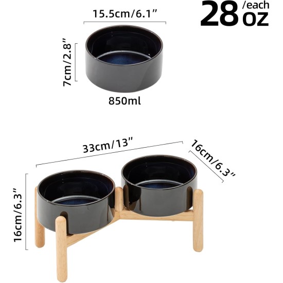 Havniva Ceramic 7.3inch Raised Double Bowls Set with Wooden Stand, Food & Water Bowls for Medium Breed Dogs, Weighted Dog Dishes, Pet Feeder( Light Green) Havniva Ceramic 7.3inch Raised Double Bowls Set with Wooden Stand, Food & Water Bowls for Medium Breed Dogs, Weighted Dog Dishes, Pet Feeder( Light Green)