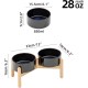 Havniva Ceramic 7.3inch Raised Double Bowls Set with Wooden Stand, Food & Water Bowls for Medium Breed Dogs, Weighted Dog Dishes, Pet Feeder( Light Green) Havniva Ceramic 7.3inch Raised Double Bowls Set with Wooden Stand, Food & Water Bowls for Medium Breed Dogs, Weighted Dog Dishes, Pet Feeder( Light Green)